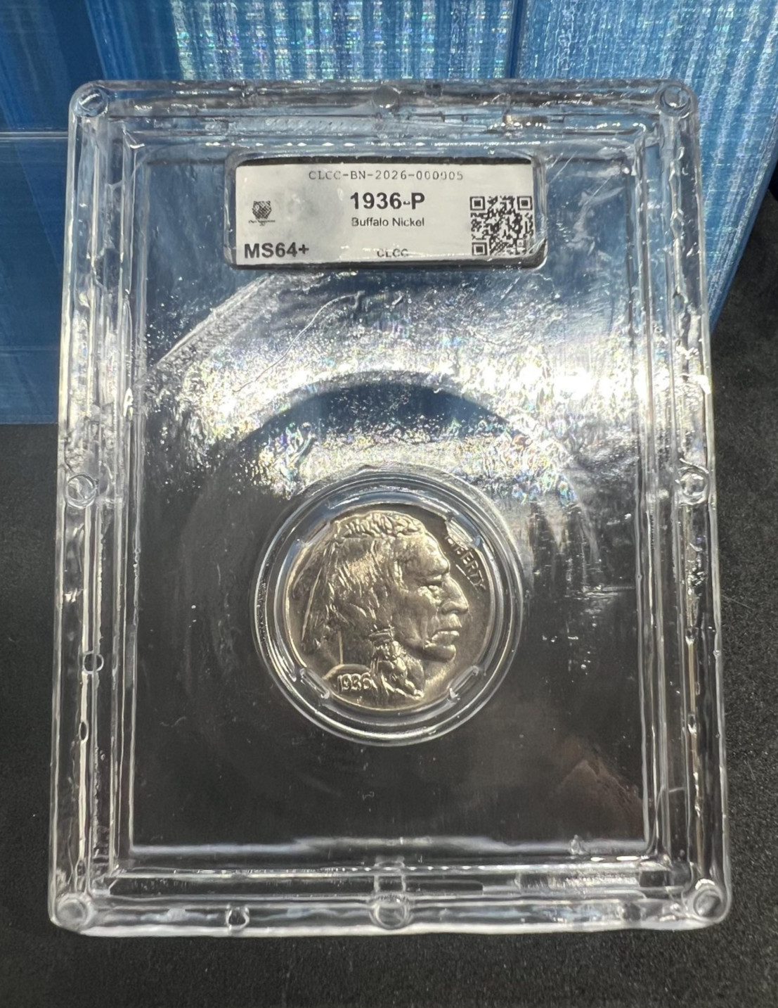 1936 P 5c Buffalo Nickel Coin CLCC Certified CH BU v23 Holder