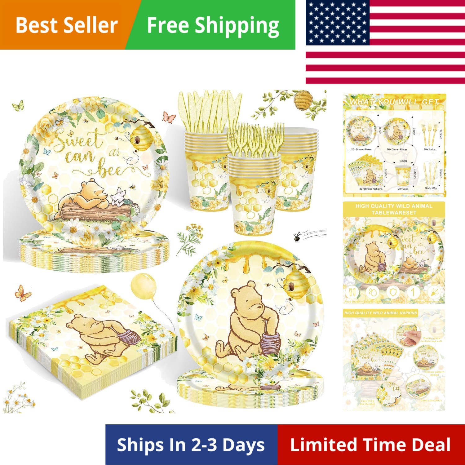 120PCS Classic Bear Party Supplies for Girls Baby Shower Kids Spring Sweet as... 120PCS Classic Bear Party Supplies for Girls Baby Shower Kids Spring Sweet as...