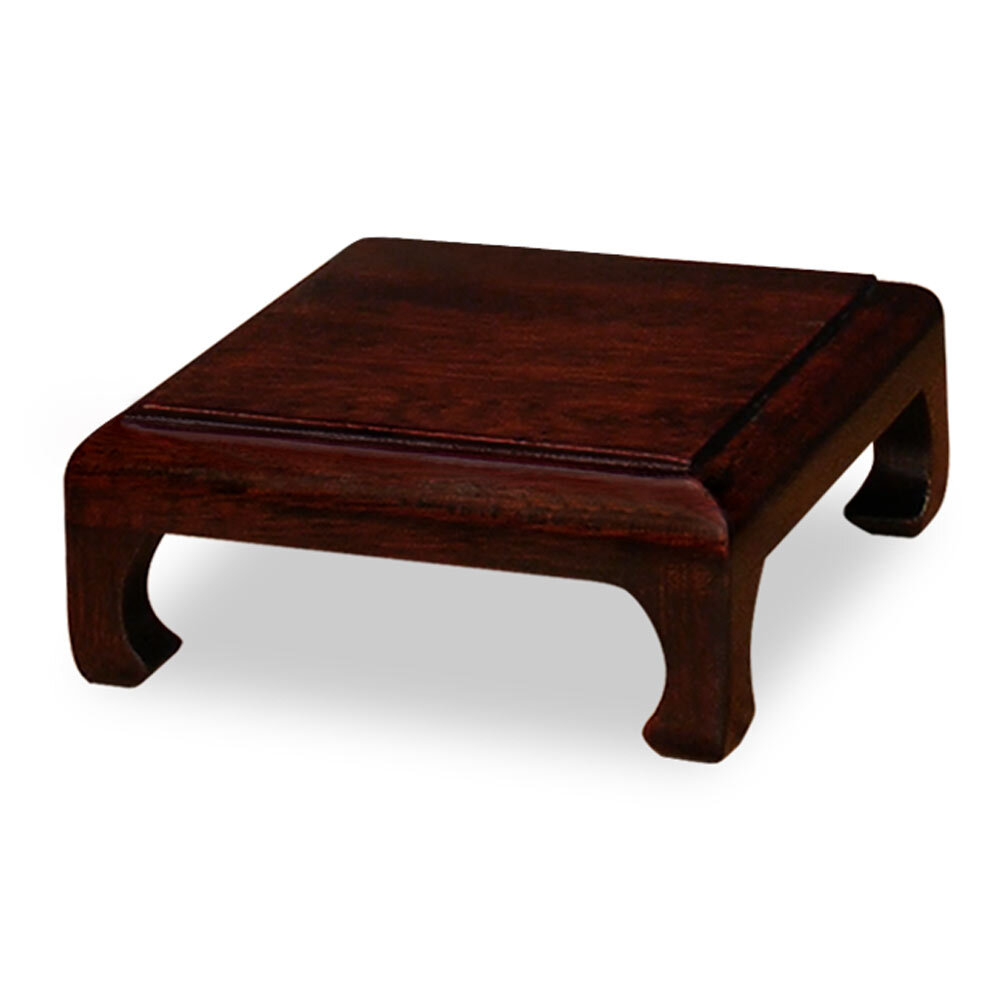 US Seller - 5 Inch Dark Brown Elmwood Chinese Square Stand US Seller - 5 Inch Dark Brown Elmwood Chinese Square Stand