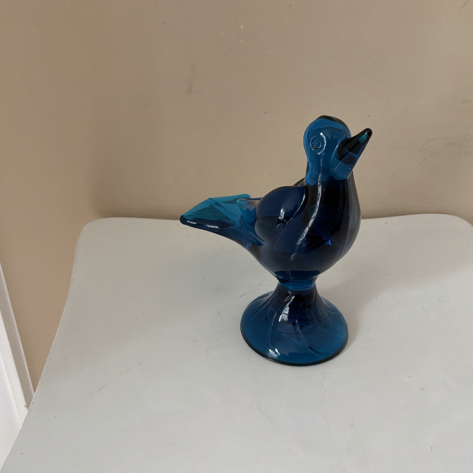 Viking Bluenique Robin Bird Glass #6807 Vintage