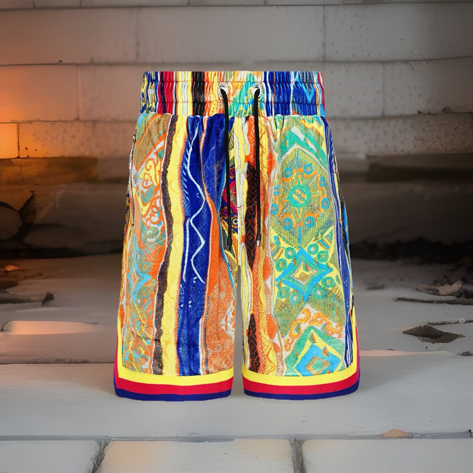 COOGI Bali Printed Velvet Short Shorts Small Biggie Rare Don C Kanye Knicks Ball