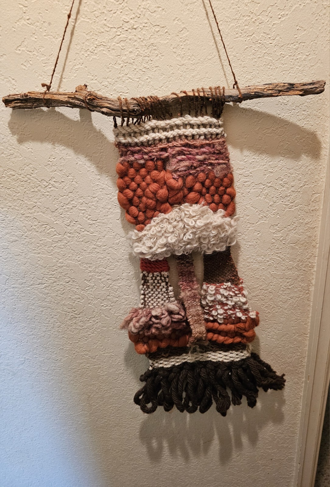 vintage homemade original creation boho wool yarn woven hanging wall art Rebecca vintage homemade original creation boho wool yarn woven hanging wall art Rebecca