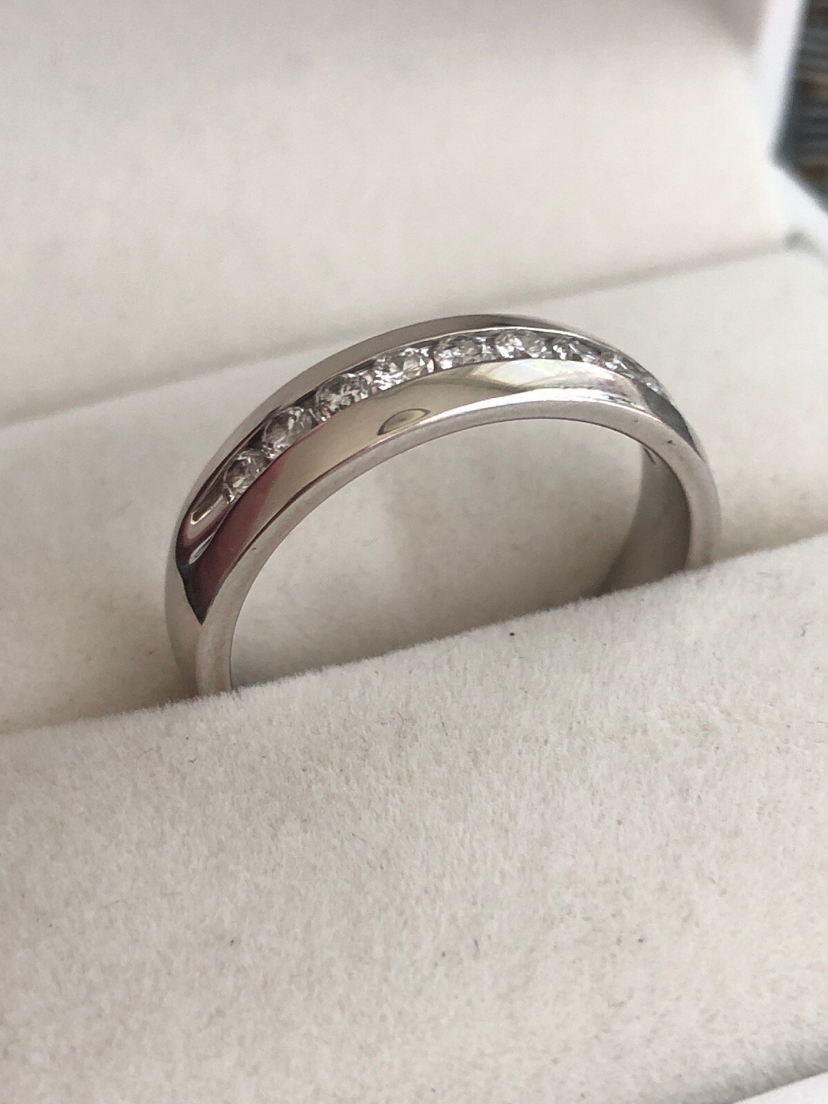 Thick 5.2mm unisex 14K White Gold 1/2 ct Channel Set Comfort Fit Diamond Band