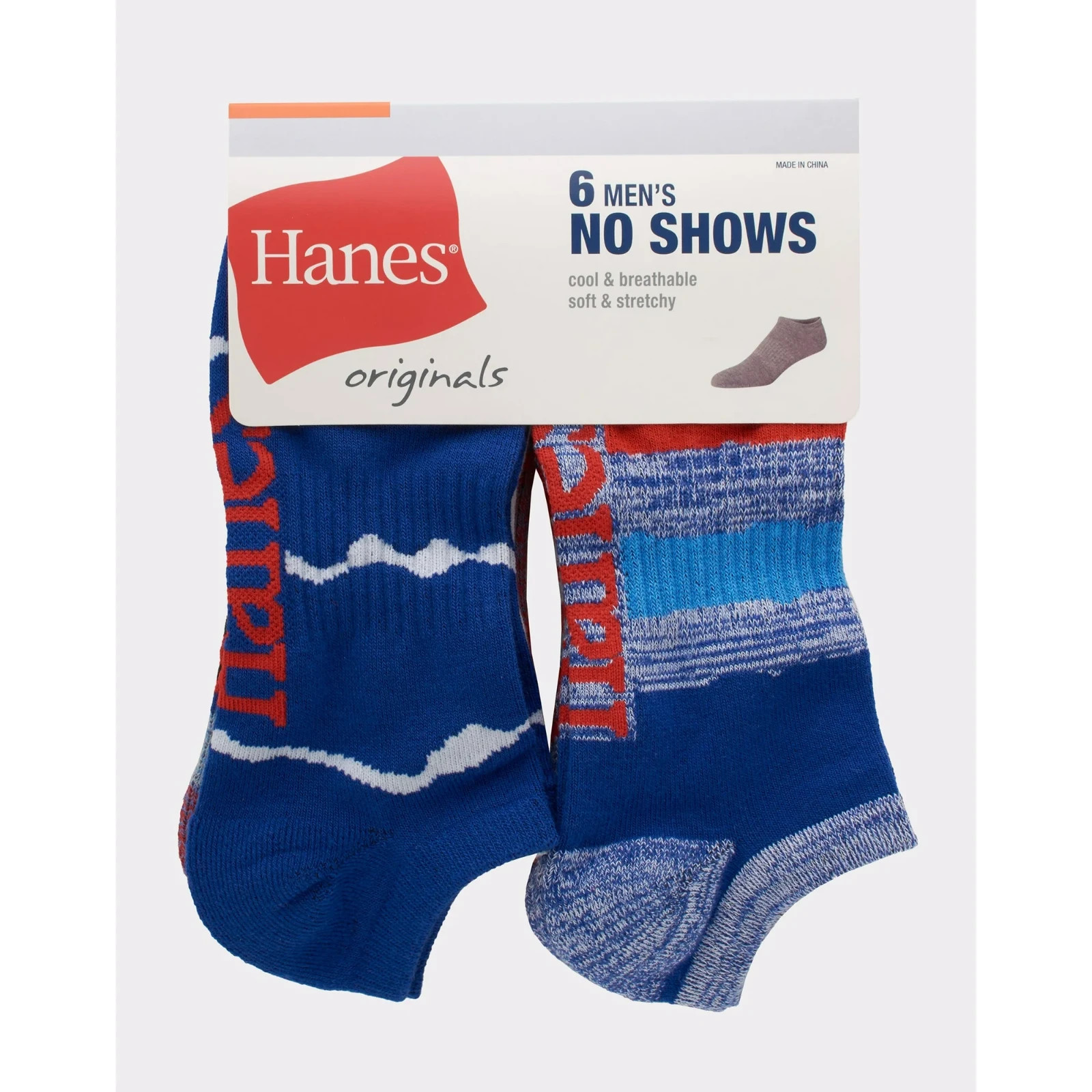 Hanes Originals Men\'s No Show Socks 6-Pairs Men\'s Shoe Size  6-12
