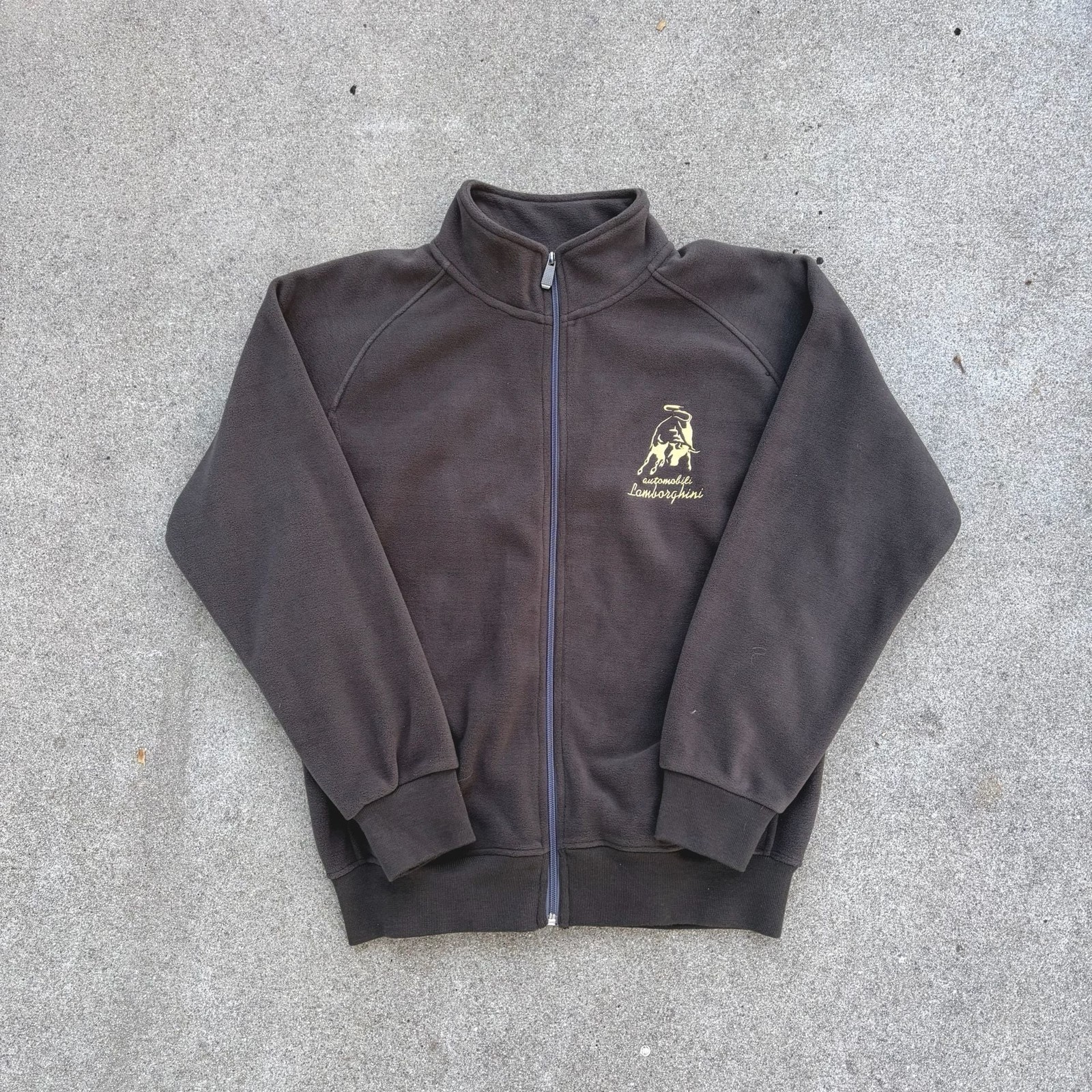 Automobili Lamborghini Vintage Full Zip Fleece Jacket Charcoal Gray XL