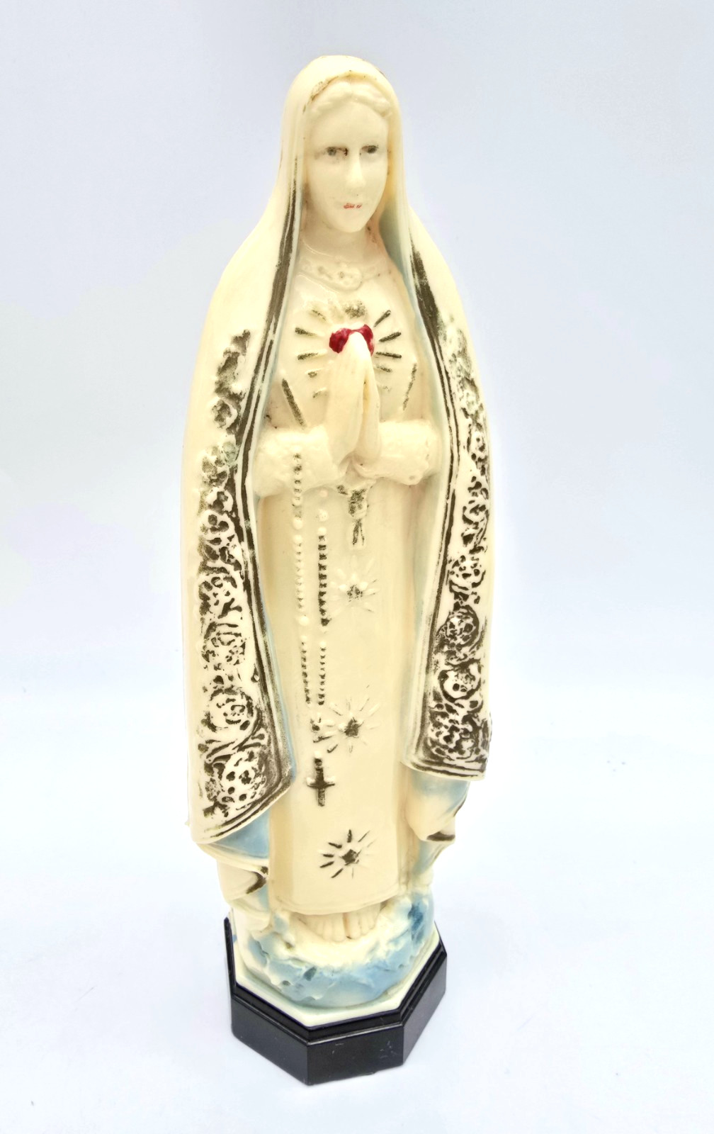 Vintage Mother Mary Statue w/ Unique Hidden Rosary Storage Plastic 8.5\