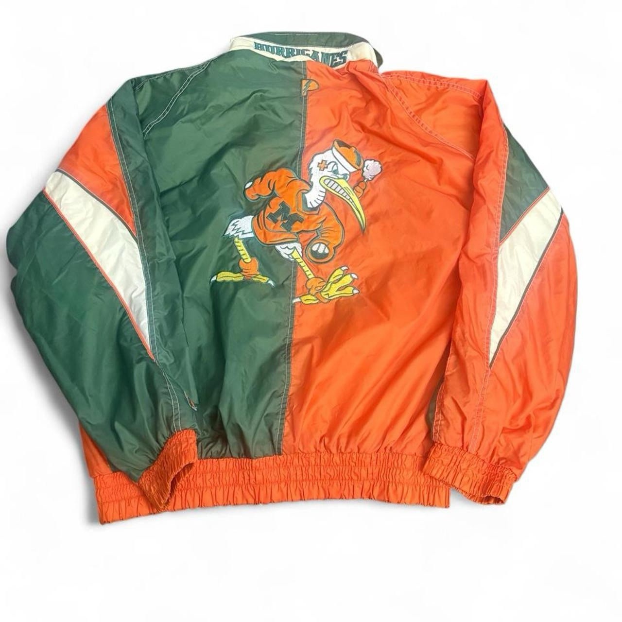 Vintage 90s Miami Hurricanes NCAA Pro Player Wind Breaker Jacket   Size XL