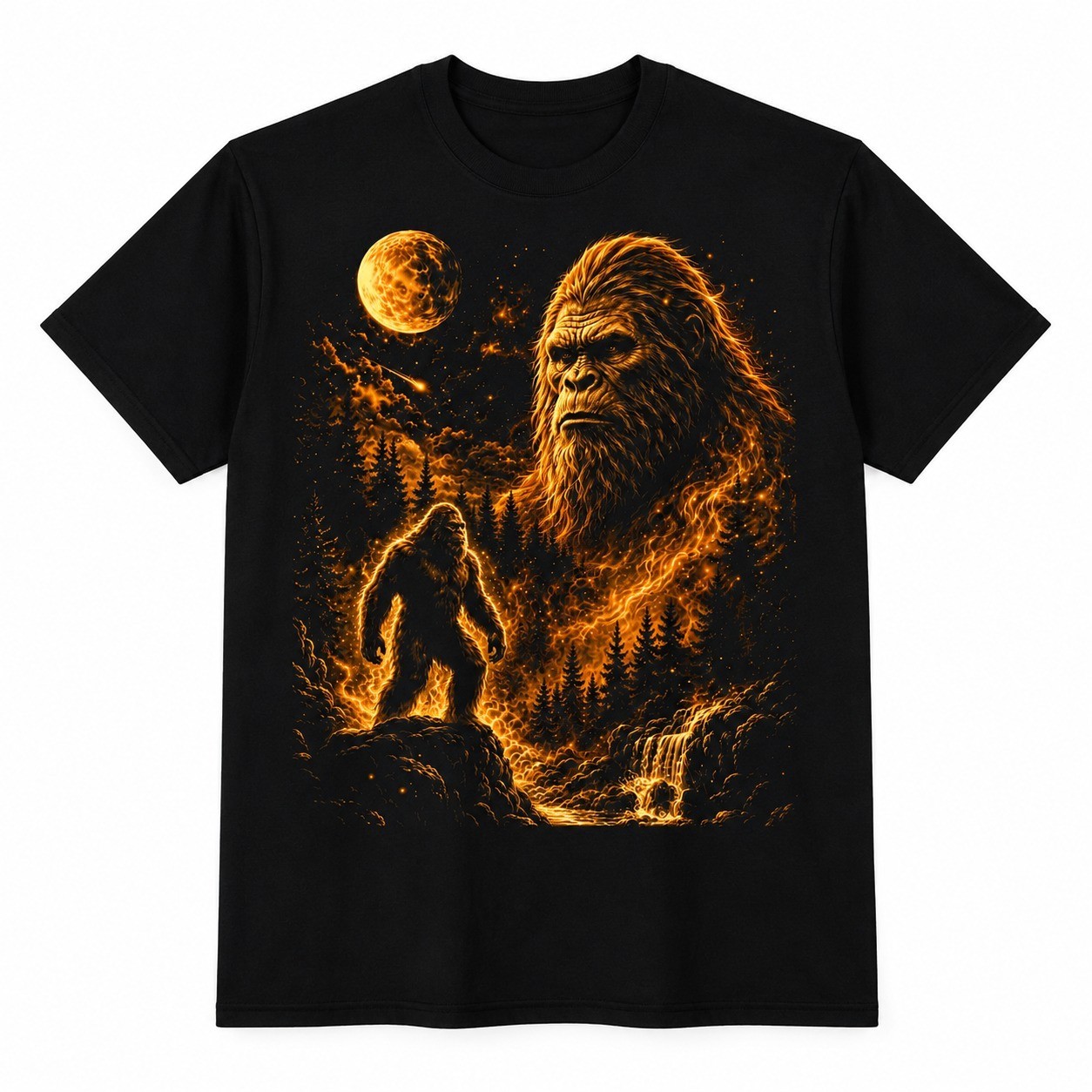 Bigfoot Sasquatch Graphic Tee Cryptid Big Foot Moon Nature T-Shirt
