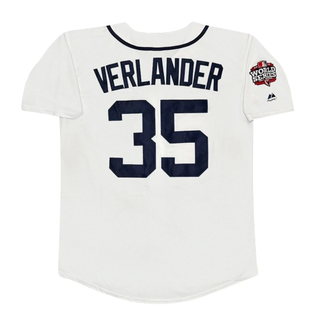 Justin Verlander 2012 Detroit Tigers World Series Home White Jersey Men\'s (L-XL) Justin Verlander 2012 Detroit Tigers World Series Home White Jersey Men\'s (L-XL)