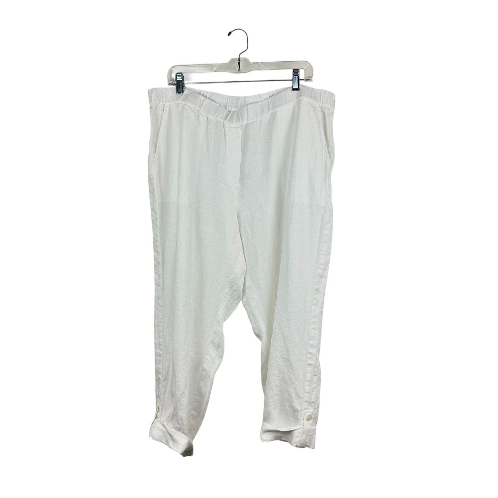 NWT J. Jill White Linen Pull-On Pants 2X Casual Easy