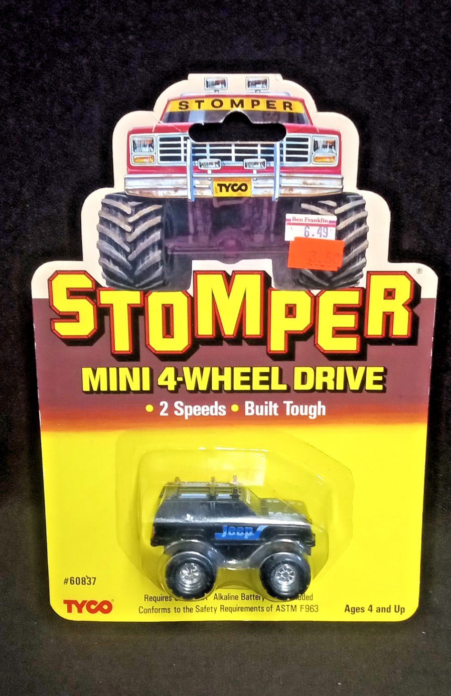 VTG Tyco Stomper Mini 4x4 Black Jeep Toy 60837 1980s New Sealed