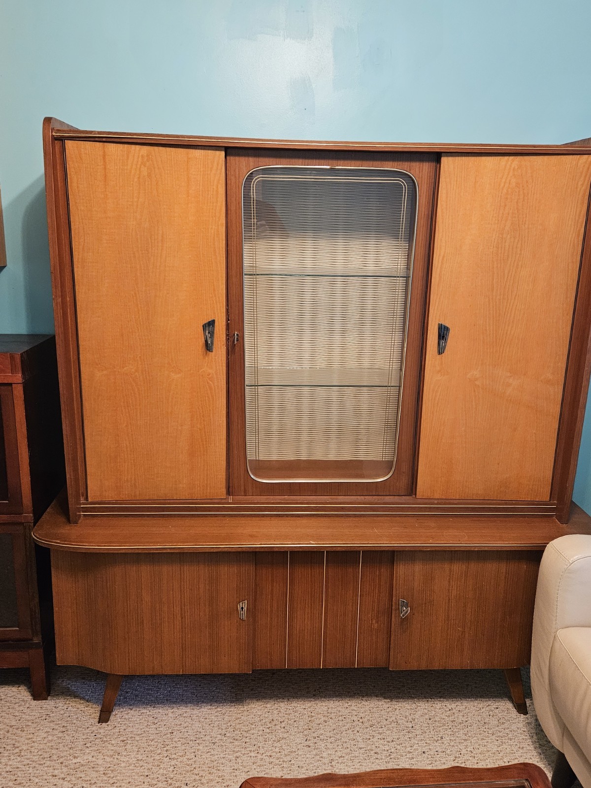 Vintage 1950's MCM German Schrank Mid Century Cabinet Furniture Curio Germany