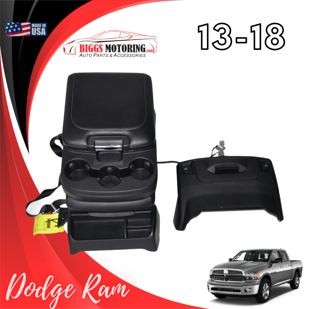 13-18 Dodge Ram Storage console Drawer & Jump Seat W/ Storage leather #