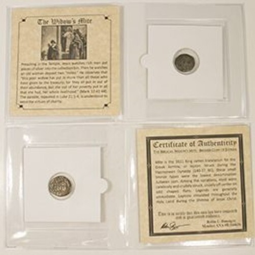 Authentic Widows Mite Ancient Judean Coin of the Bible Mini Album & COA -AVERAGE