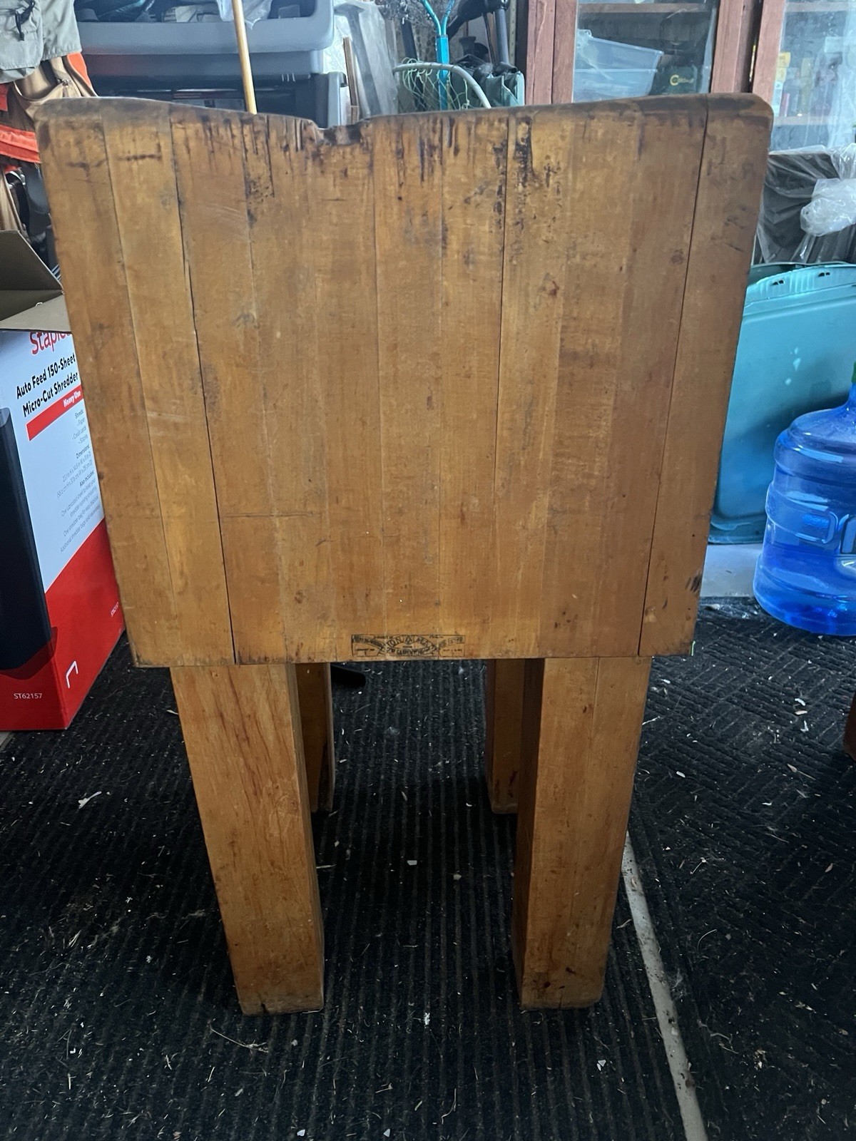 Antique Boos Small Wood Butcher Block Table Late 1800s - Early 1900s