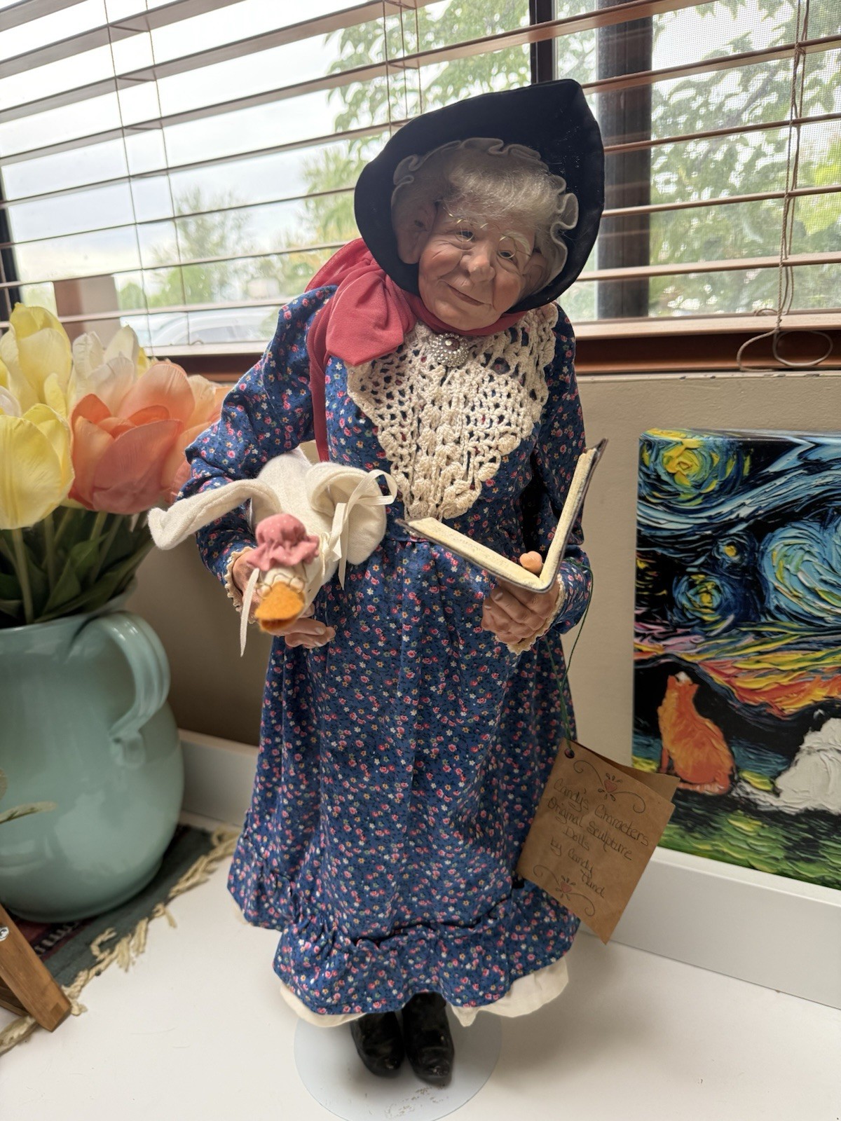 Vintage 1989 One of A Kind Mother Goose Handmade Sculpture Folk Art Vintage 1989 One of A Kind Mother Goose Handmade Sculpture Folk Art