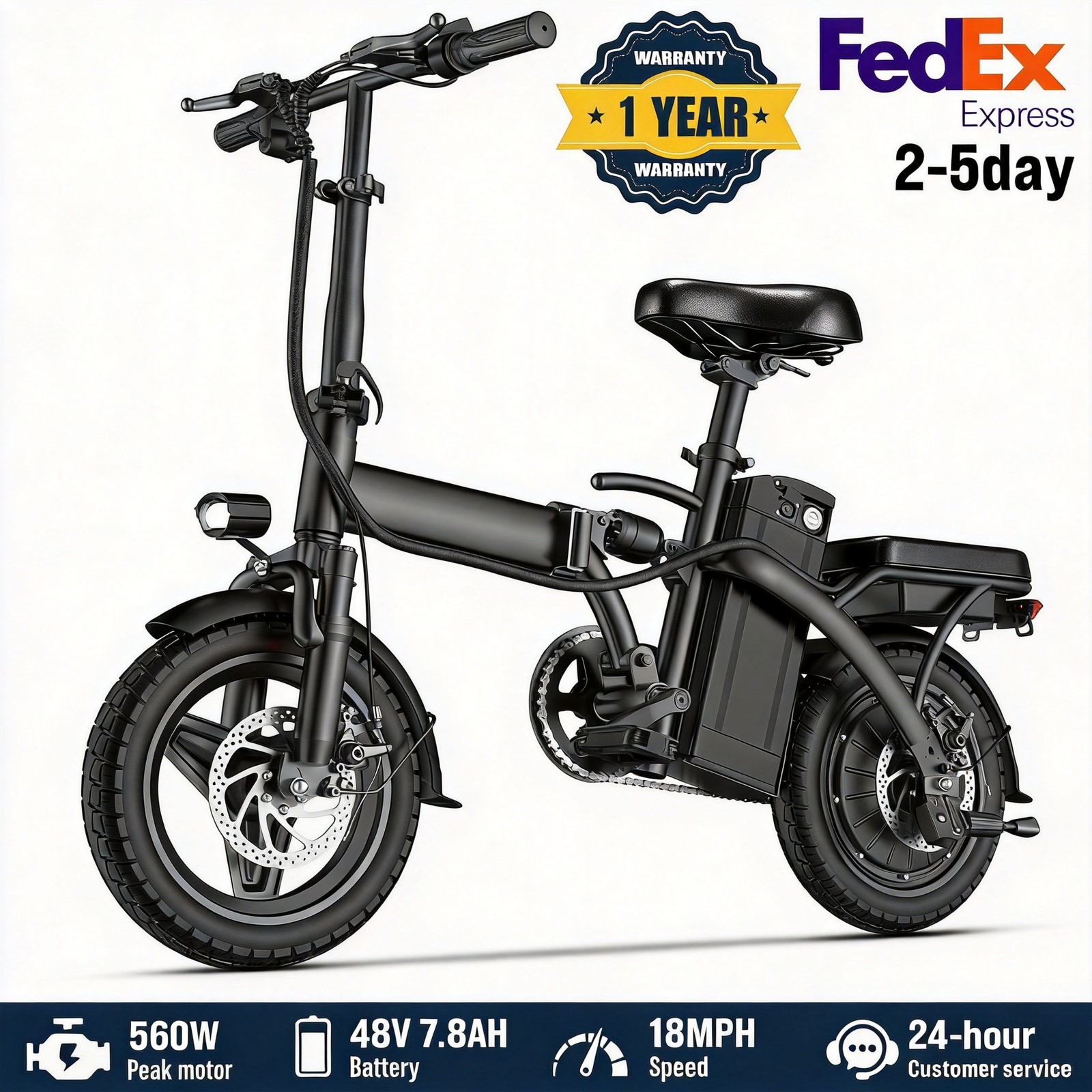 Folding Electric Bike for Adults and Teens,560W Motor,18–24MPH Top Speed