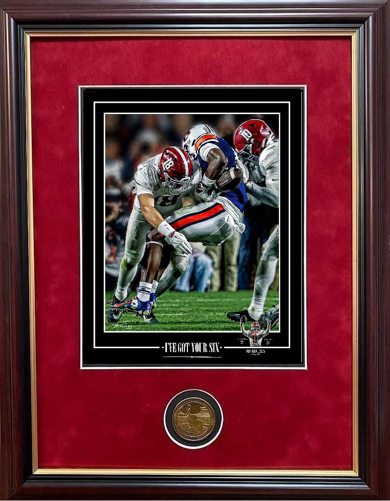 ALABAMA FOOTBALL IVE GOT YOUR SIX 2025 IRON BOWL HUBBARD vs AU PRINT framed coin