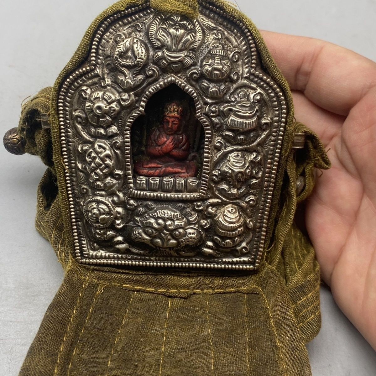Tibetan/Nepalese Brass Gau Box Pendant | Vintage Buddha Amulet Bag (Handmade)