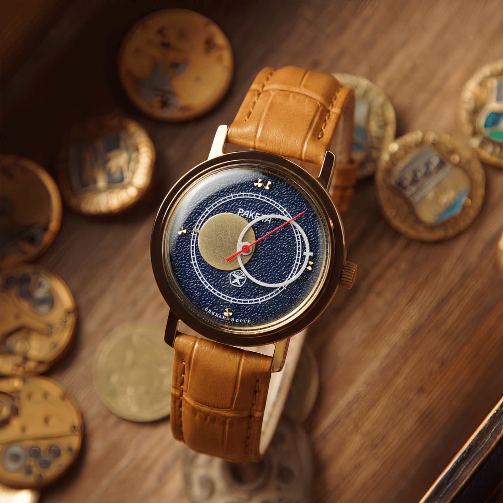 UNWORN Raketa Kopernik (Copernicus) Dark Blue Dial - Leather - USSR Vintage UNWORN Raketa Kopernik (Copernicus) Dark Blue Dial - Leather - USSR Vintage