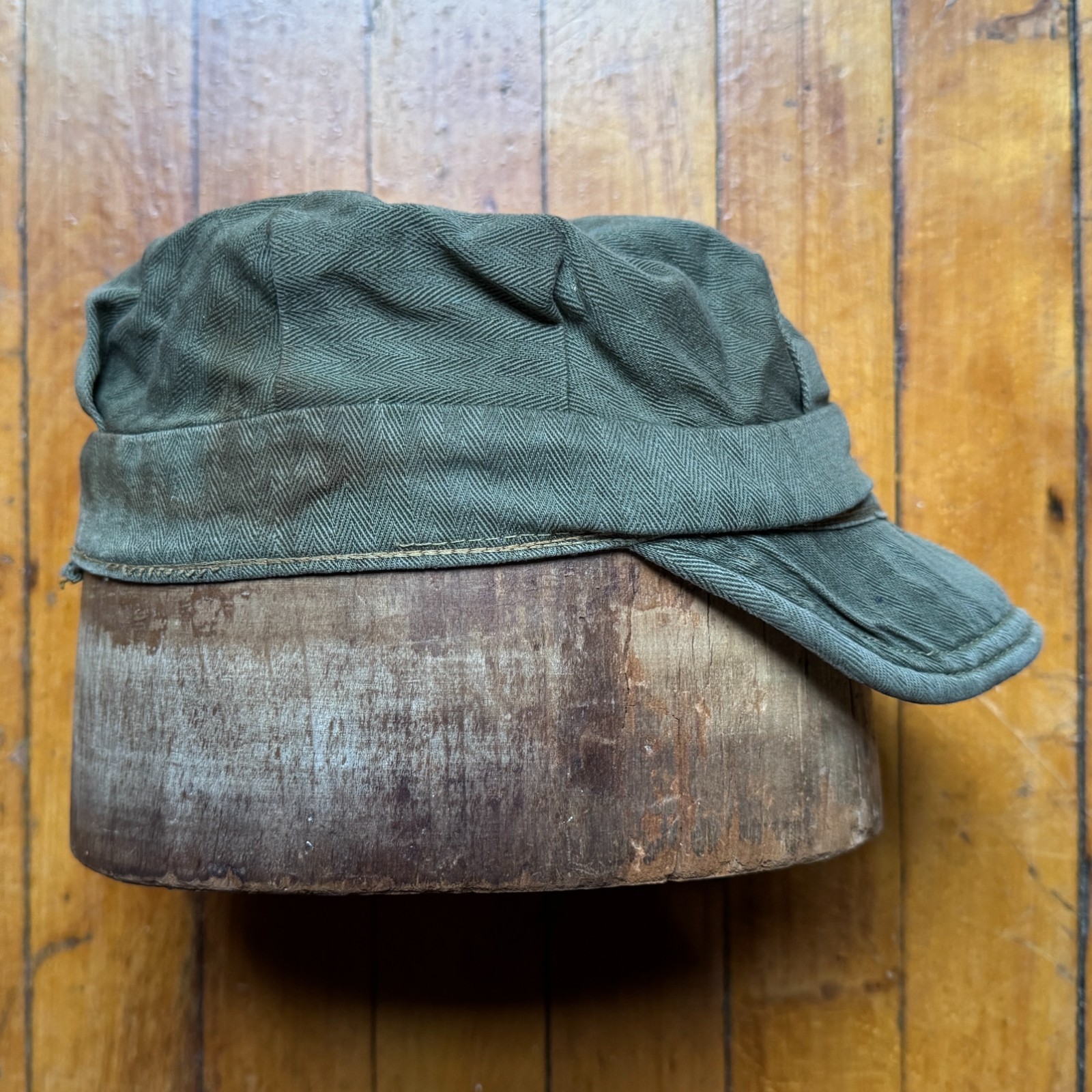 Vintage 1940s WWII Era Small HBT Utility Work Cap Hat Military Style 40s WW2