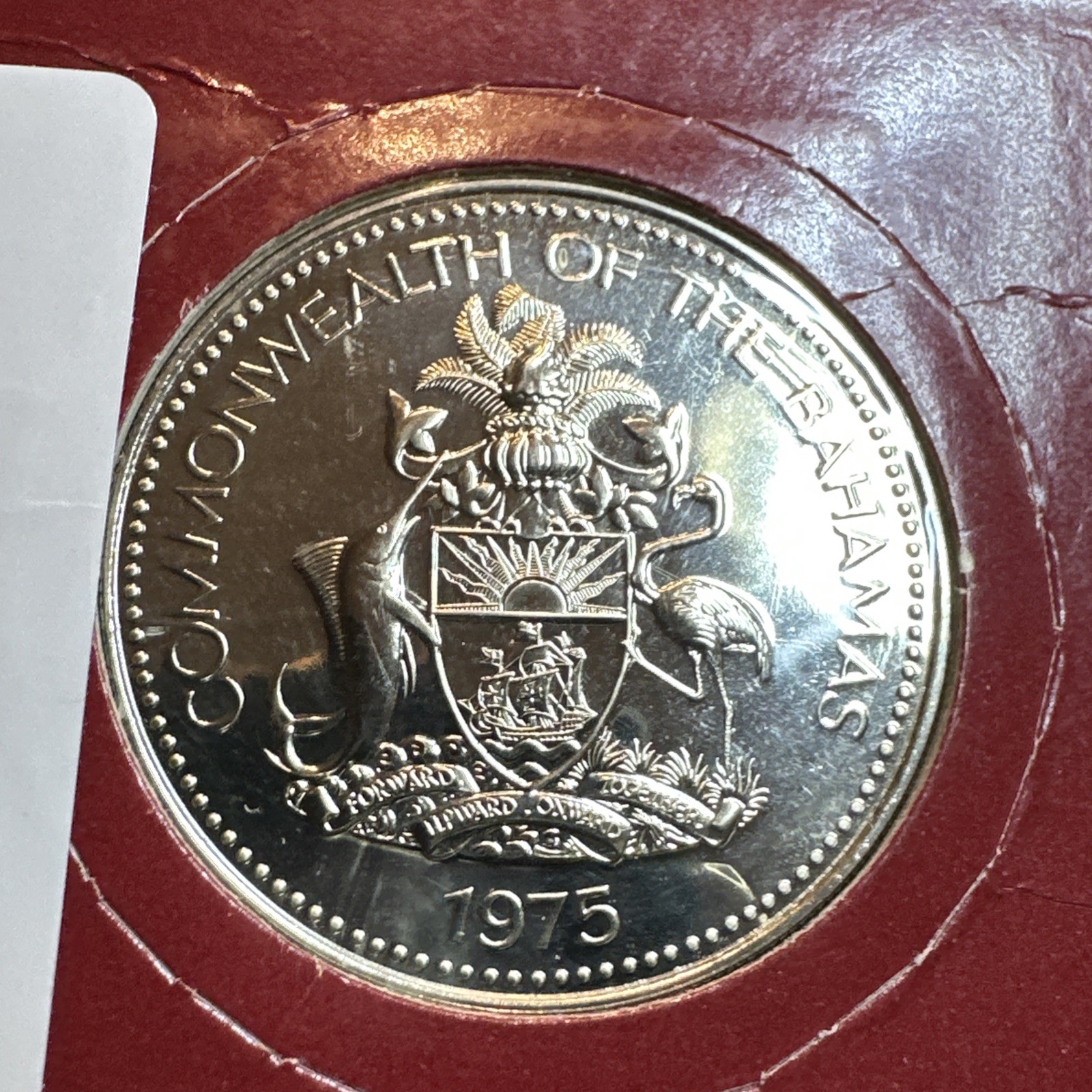 Brilliant Uncirculated 1975 Bahamas $5 Coin Five Dollar SEALED, Untouched, Mint Brilliant Uncirculated 1975 Bahamas $5 Coin Five Dollar SEALED, Untouched, Mint