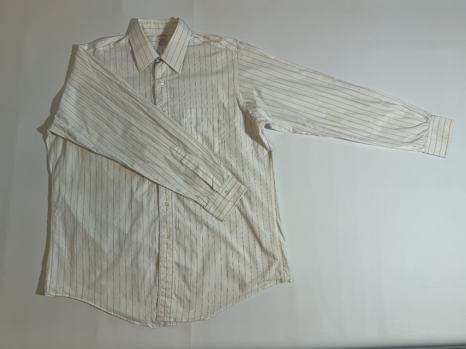 VTG Brooks Brothers Makers Striped Dress Shirt Men\'s 16-34 Made in USA White