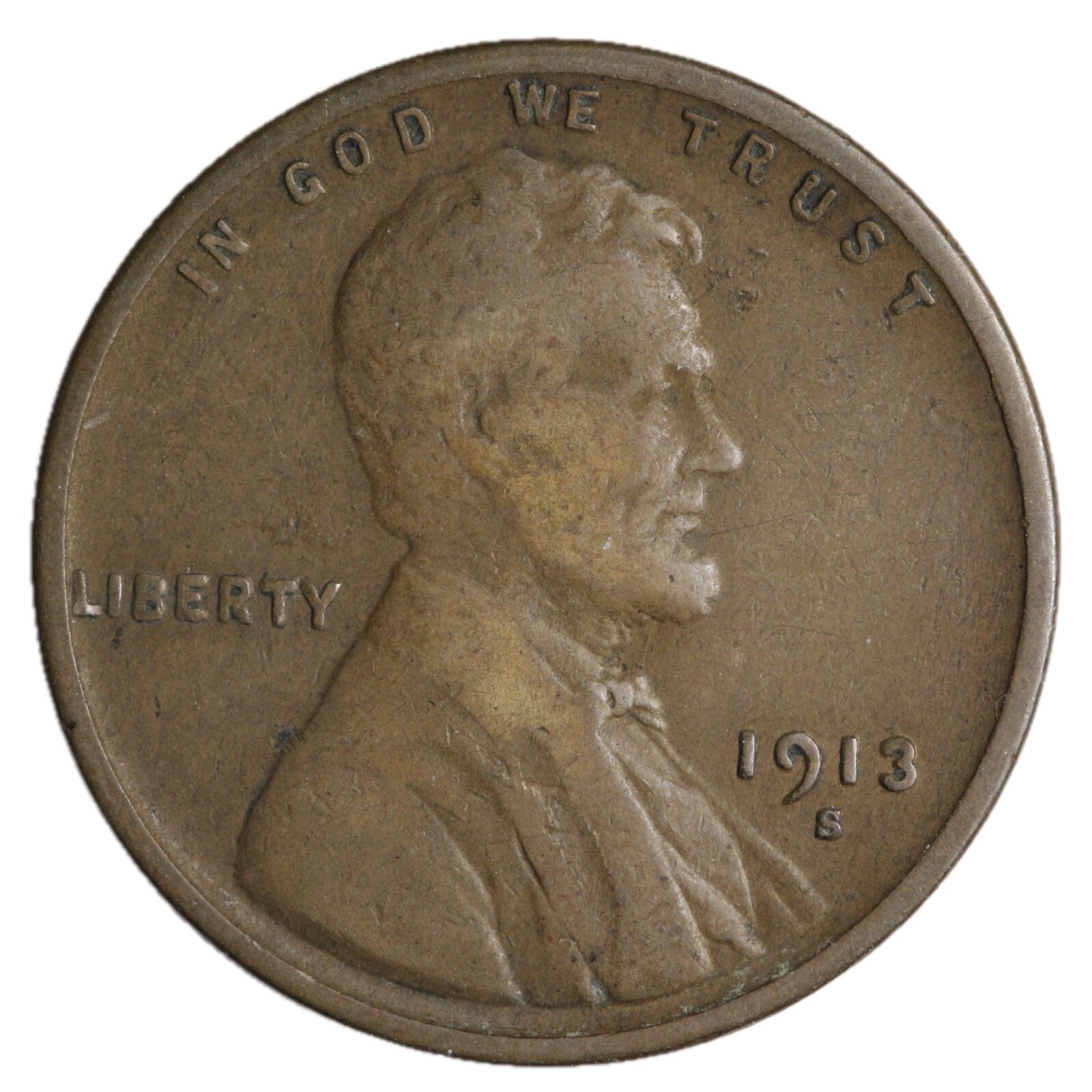 1913-S Lincoln Wheat Cent Penny F/VF Complete Your Album