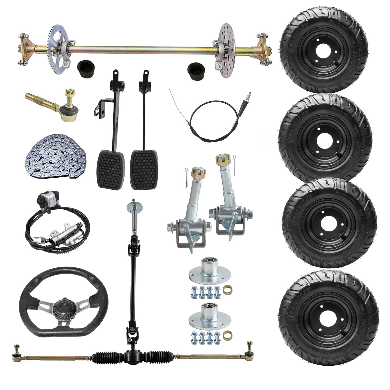 Complete 29 Rear Live Axle Kit Go Kart ATV Drift Trike Hydraulic Brake 13x5.00-6