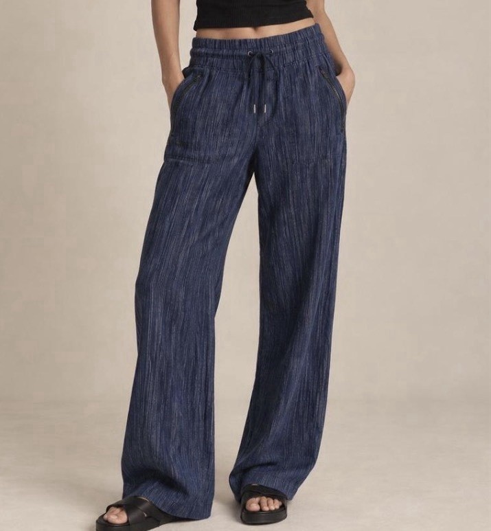 Athleta Womens Retreat Wide Leg 100% Linen Pants Size L Lightweight NWT