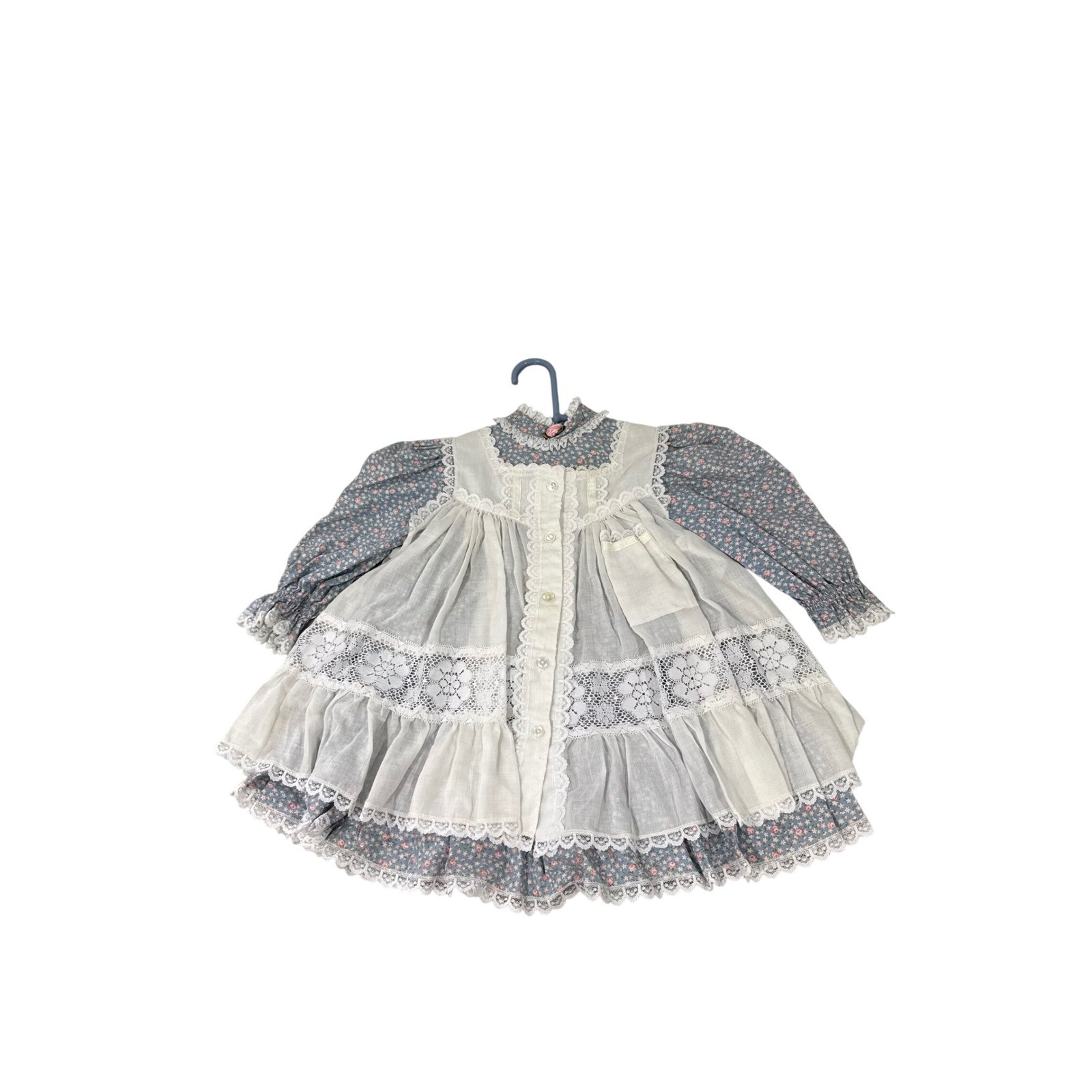 VTG Bryan Toddler Girls Floral Prairie Dress with White Lace Pinafore Apron 2T VTG Bryan Toddler Girls Floral Prairie Dress with White Lace Pinafore Apron 2T
