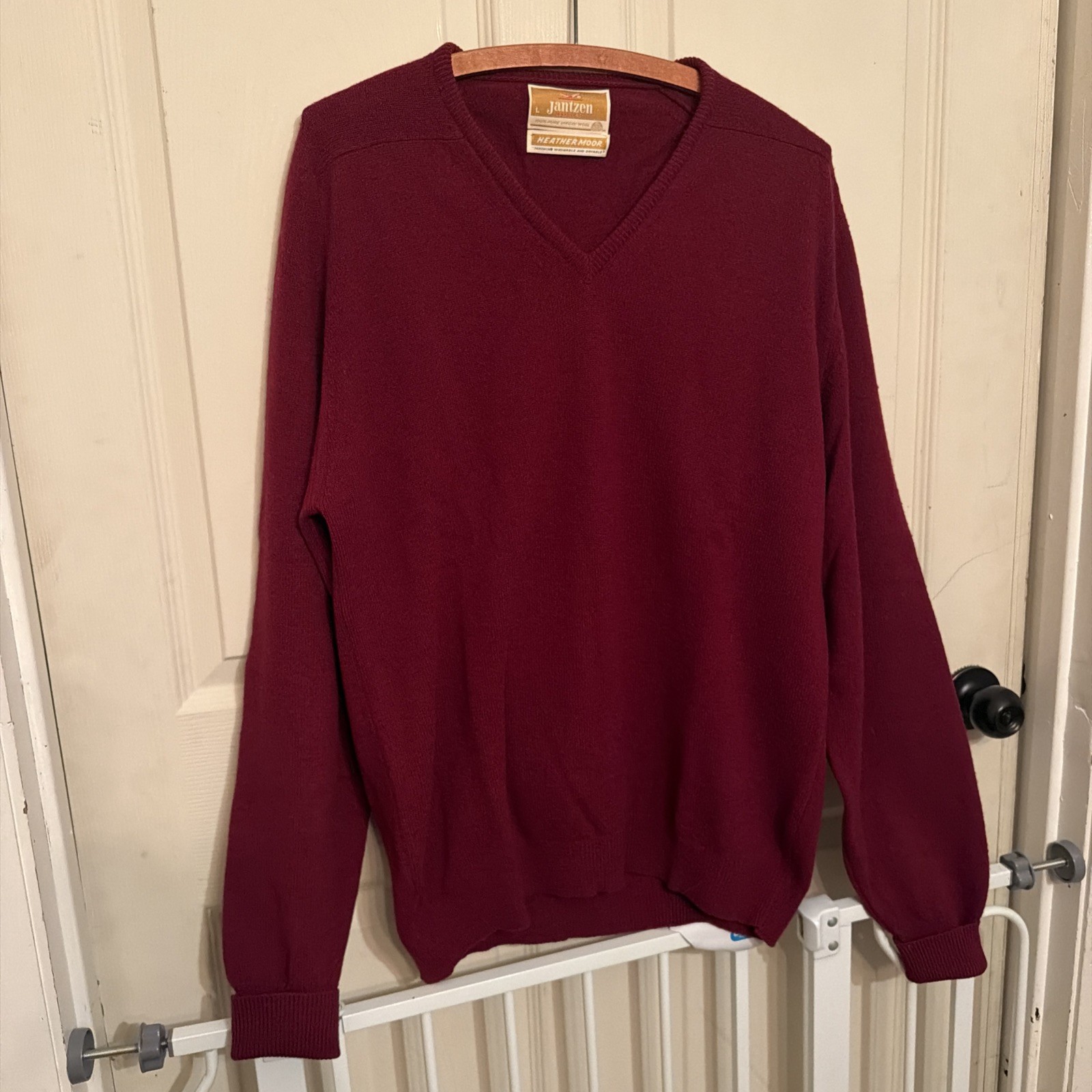 Vintage 60s 70s Jantzen Heather Moor Green V-Neck Sweater Men\'s Large Tall USA Vintage 60s 70s Jantzen Heather Moor Green V-Neck Sweater Men\'s Large Tall USA