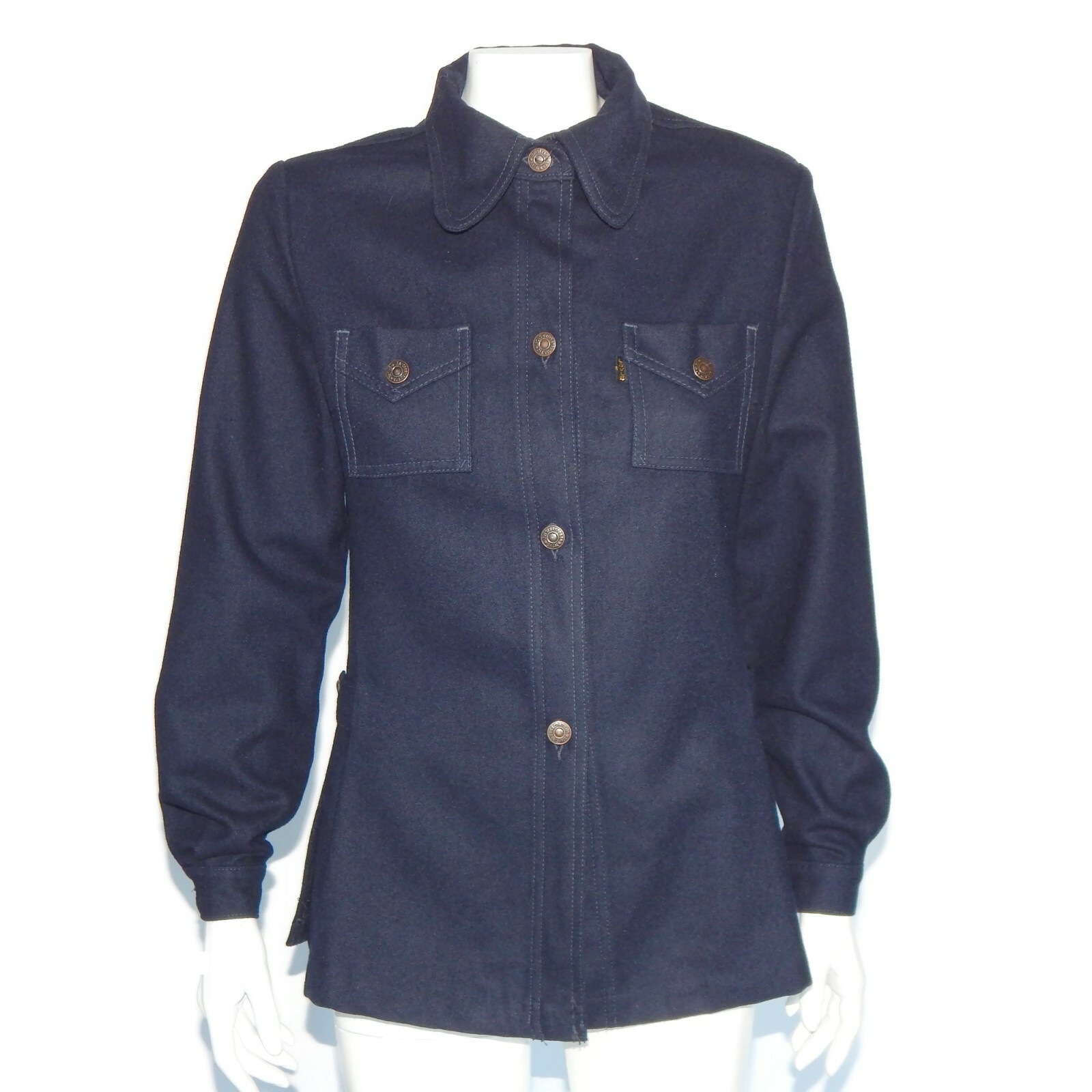 Vintage MISS LEVI\'S 1970\'s Iconic Dark Blue Long Sleeve Wool 70s Jacket S/M 2083