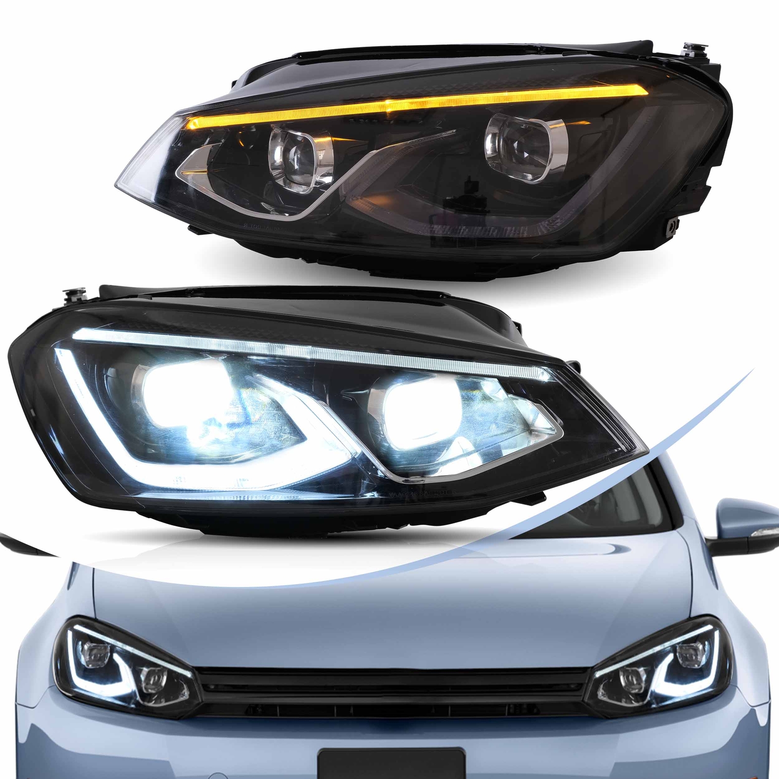 2x For 2015-2017 VW Volkswagen Golf MK7 LED Head Lights w/Start-up Animation
