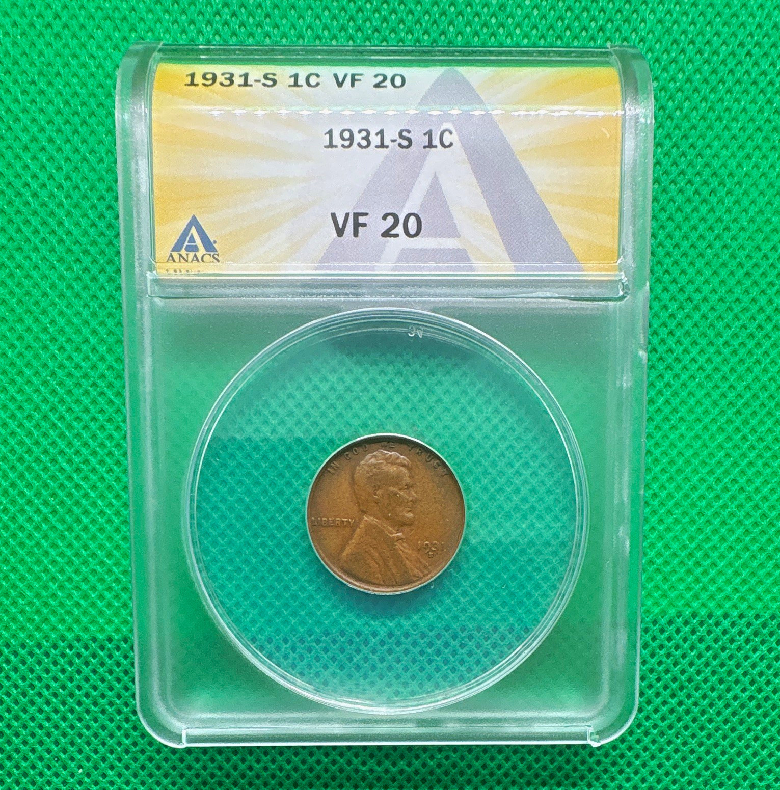 1931-S Lincoln Wheat Small Cent ANACS VF 20 KEY DATE 1931-S Lincoln Wheat Small Cent ANACS VF 20 KEY DATE