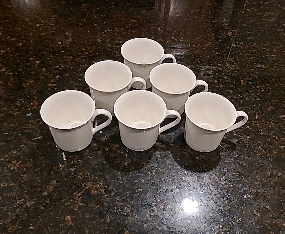 SET (6) Villeroy & Boch CELLINI Chateau White 6 oz Coffee Mugs, Cups