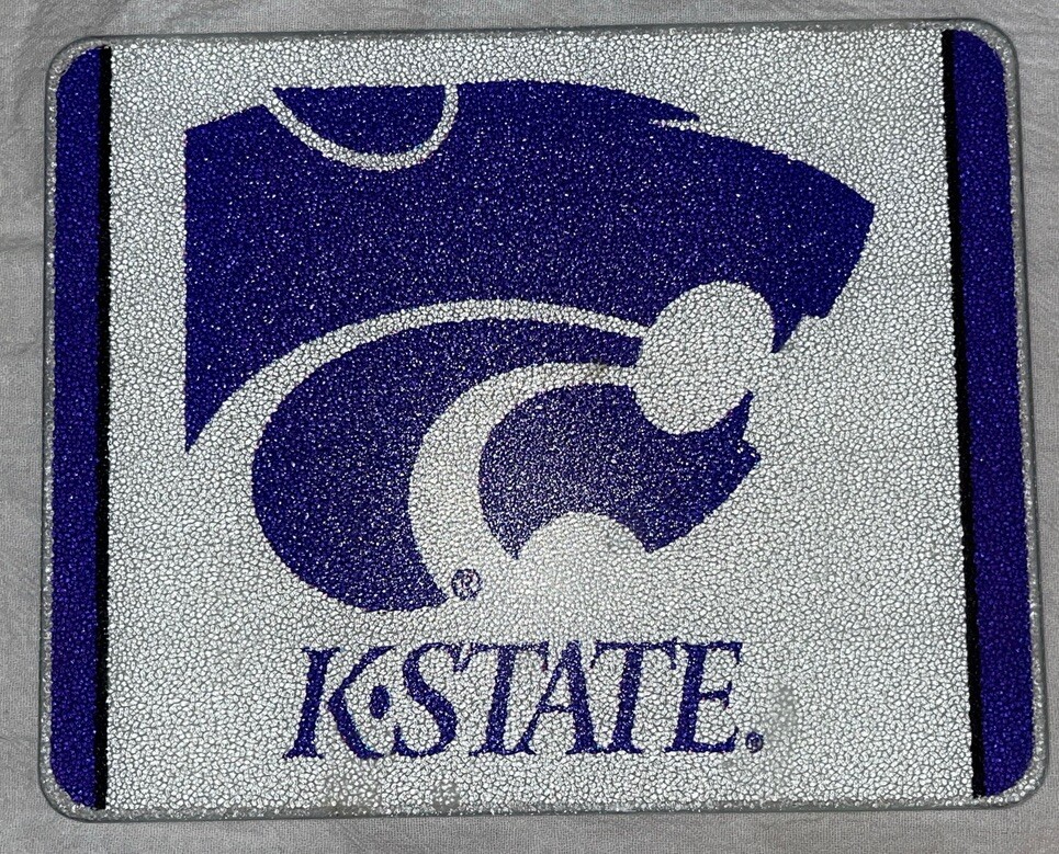 Kansas State Wildcats textured glass cutting board surface 10 inch x 8 inch Kansas State Wildcats textured glass cutting board surface 10 inch x 8 inch
