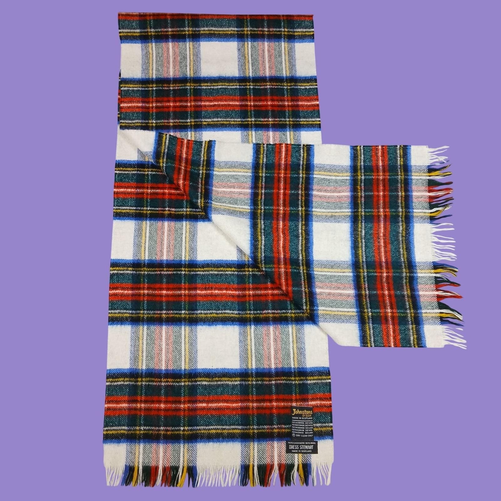 Vintage Johnstons of Elgin Scarf Dress Stewart Tartan Plaid Cashmere Wool 90s Vintage Johnstons of Elgin Scarf Dress Stewart Tartan Plaid Cashmere Wool 90s