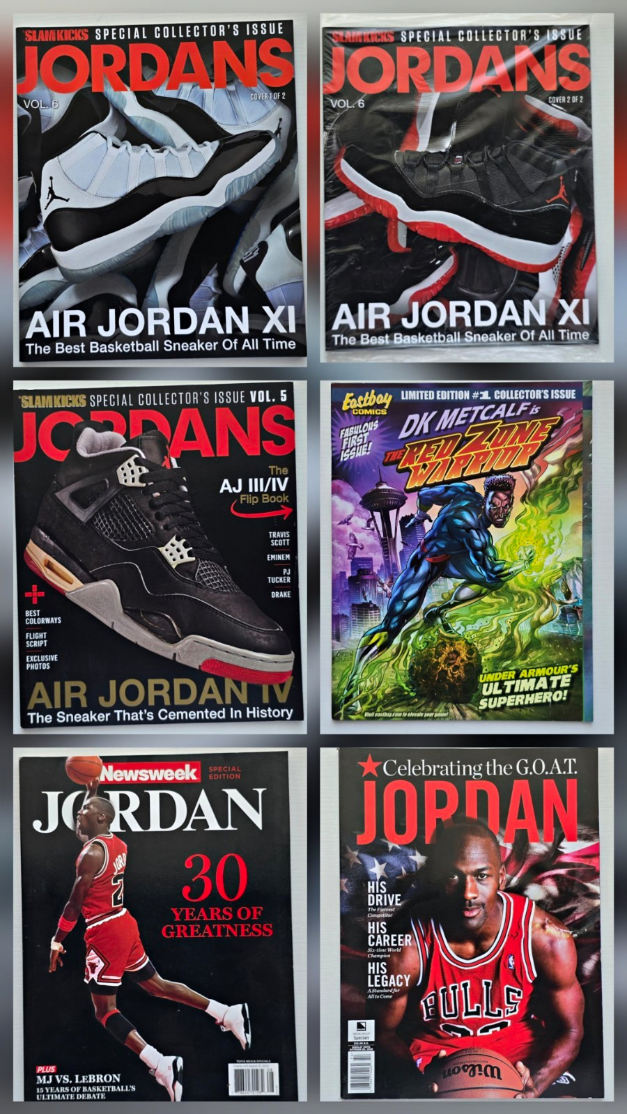 MJ Newsweek Slam Eastbay Jordans 6-magazine Lot. Collectors NEW sealed EUC 