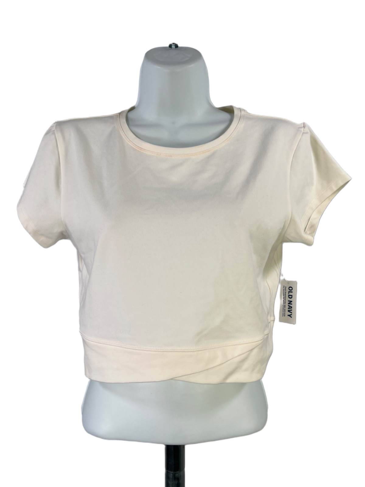 Old Navy Women\'s Ivory/White Power Chill Short Sleeve Cropped Shirt - M