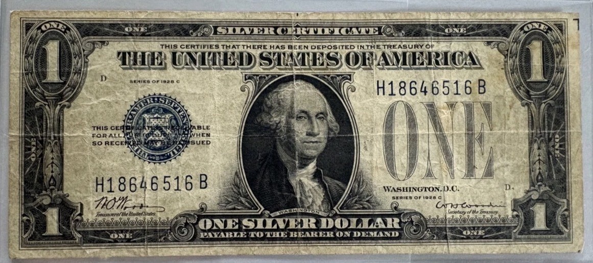 1928-C $1 Funnyback Silver Certificate Fr. 1603 KEY 1928c SC 1928-C $1 Funnyback Silver Certificate Fr. 1603 KEY 1928c SC