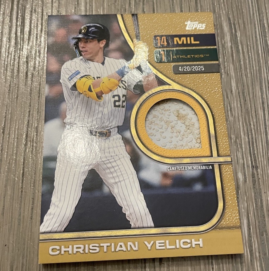 2026 Topps Christian Yelich RTB-CY Rounding the Bases Relic Game used base 11/50