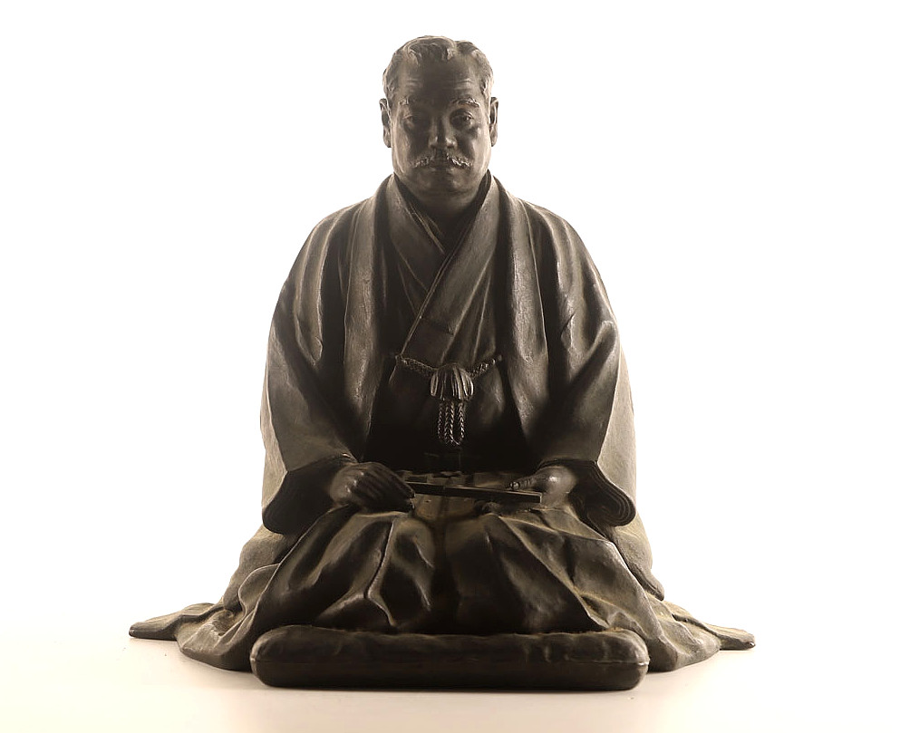 Japanese Antique Bronze Sculpture of a Man 1915 Taisho Era