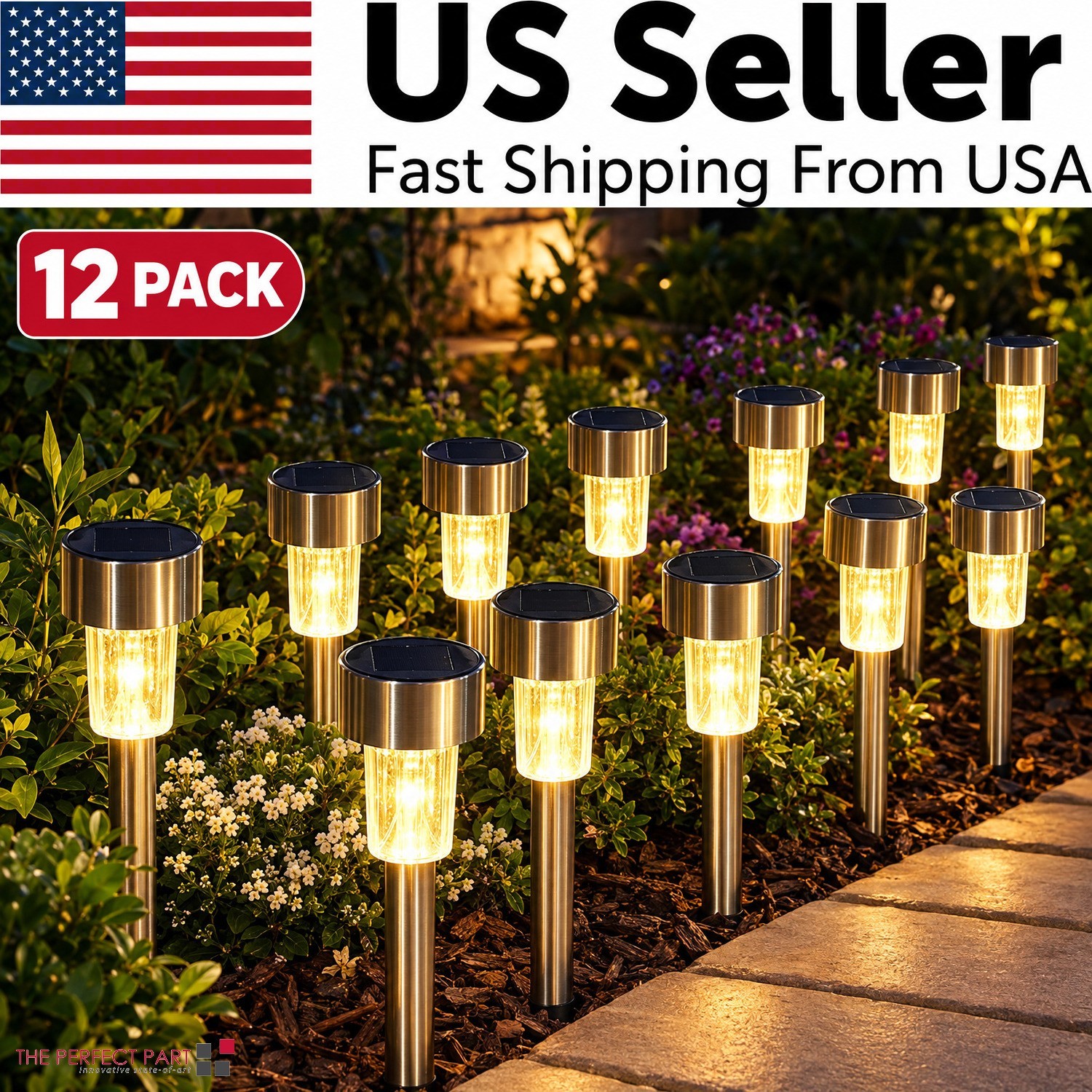 12 Pack Solar Garden Lights Outdoor Landscape LED Light Pathway Yard Waterproof