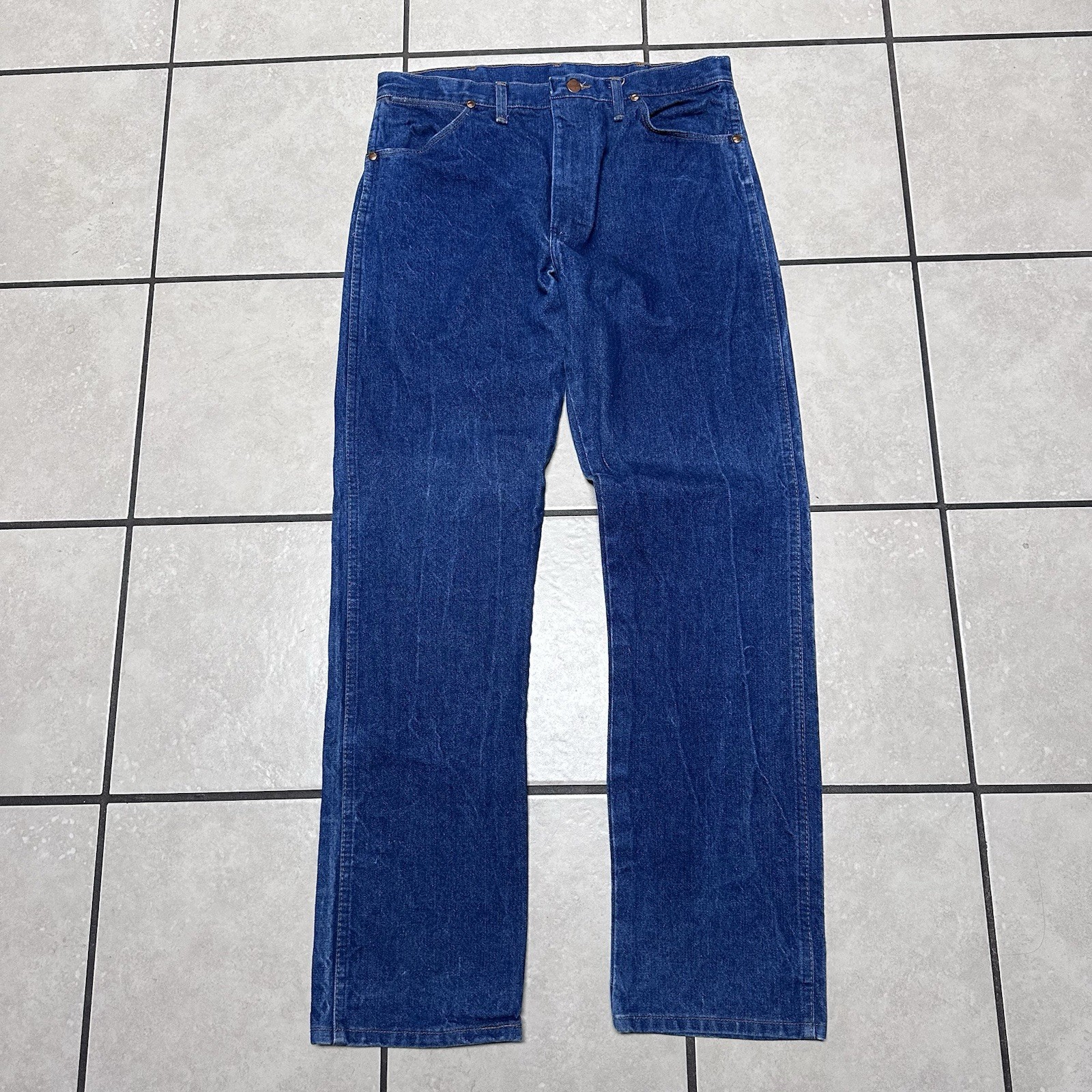 Vintage Wrangler 15MWZ Jeans Mens 36x33 Dark Blue Made in USA Cowboy Cut 80s-90s