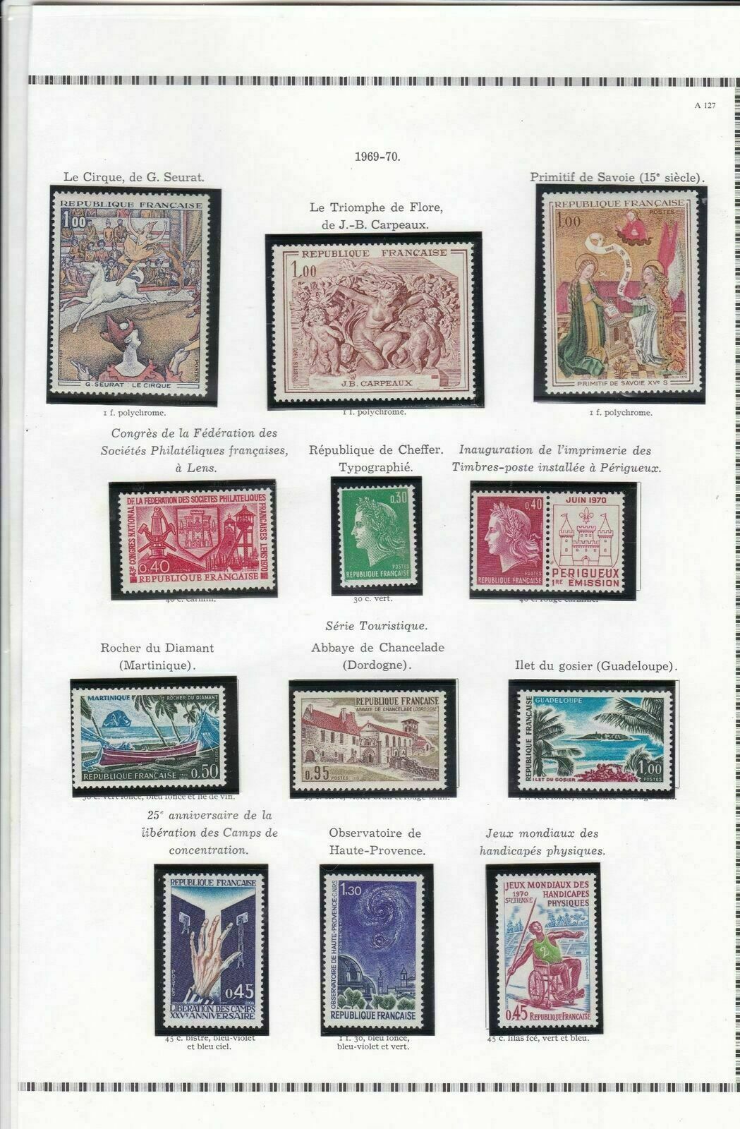 france 1969-70 stamps page ref 19772