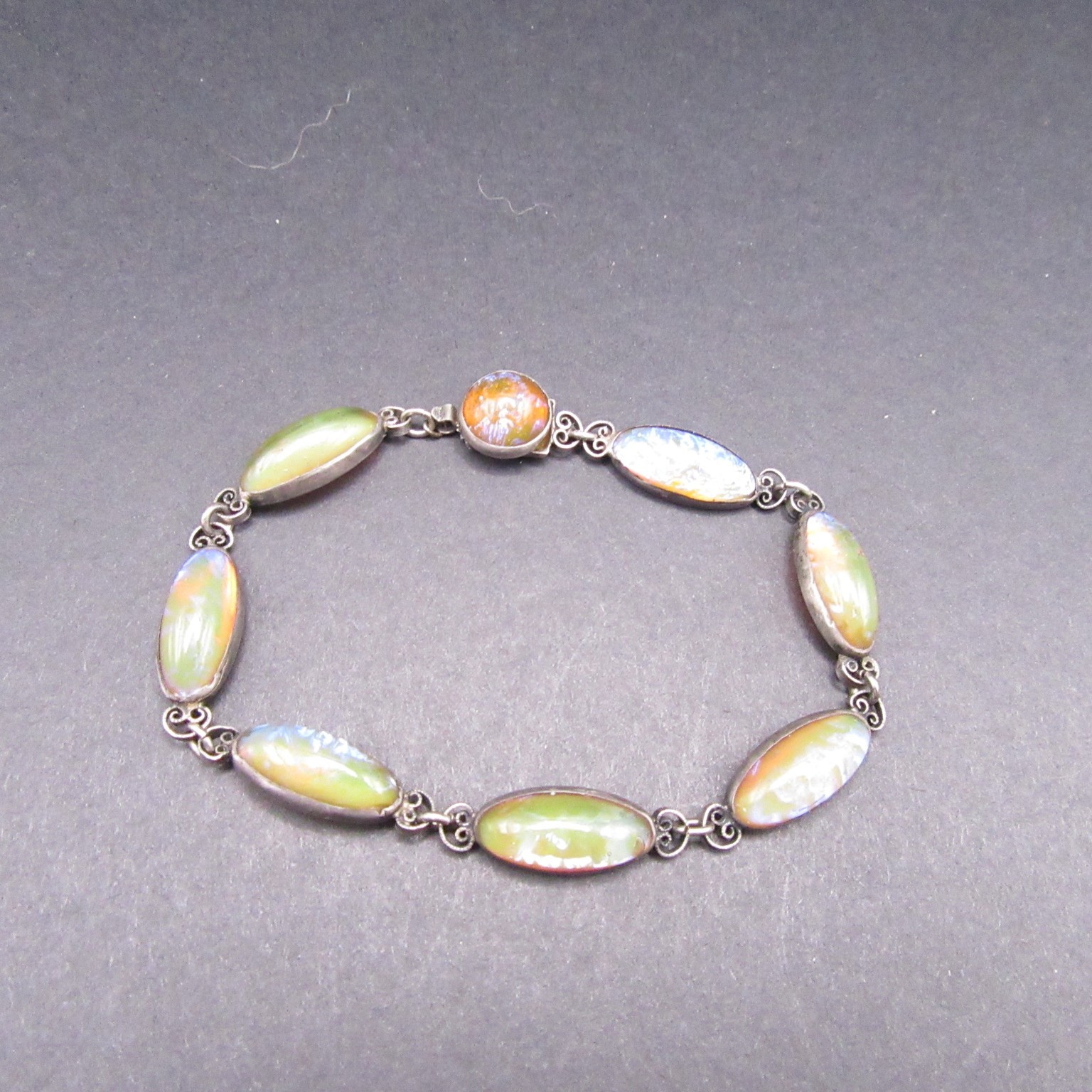 Art Deco Dragons Breath Glass Bracelet Vintage Delicate Antique N1233