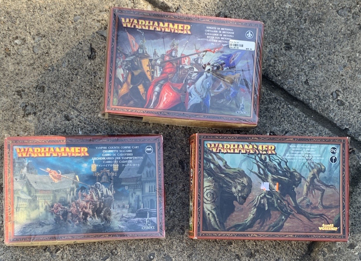 OOP Warhammer Fantasy Lot Bretonnia Knights Wood Elf Dryads Corpse Cart - New