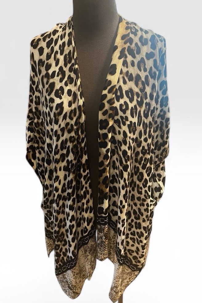 Chico\'s Women\'s One Size Kimono Animal Print Lightweight Multi-Colored Classic Chico\'s Women\'s One Size Kimono Animal Print Lightweight Multi-Colored Classic