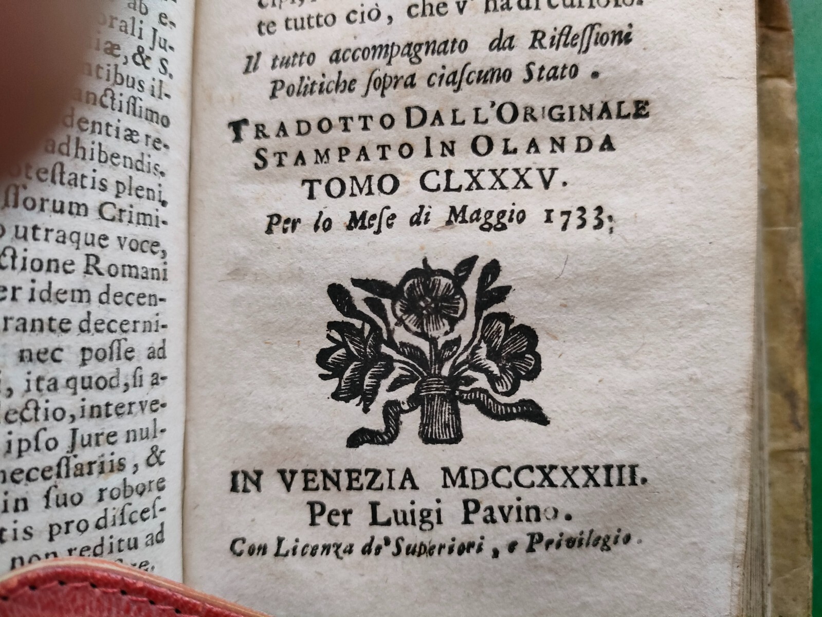 HISTORIC MERCURY BY LUIGI PAVINO, 5 VOLUMES IN SINGLE VOLUME, VENICE 1733I IN HISTORIC MERCURY BY LUIGI PAVINO, 5 VOLUMES IN SINGLE VOLUME, VENICE 1733I IN